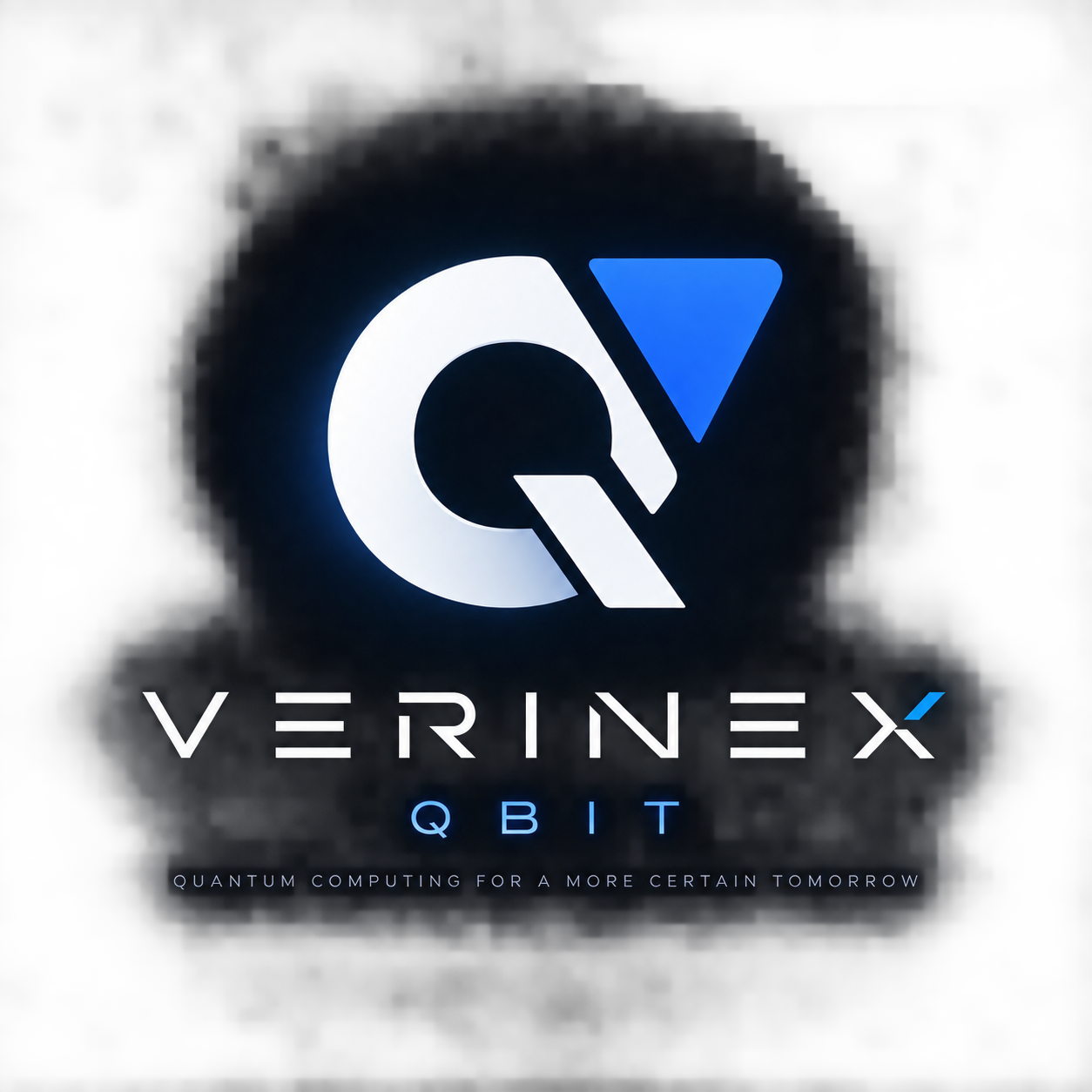 Verinex QBIT concept identity with a white and blue geometric mark